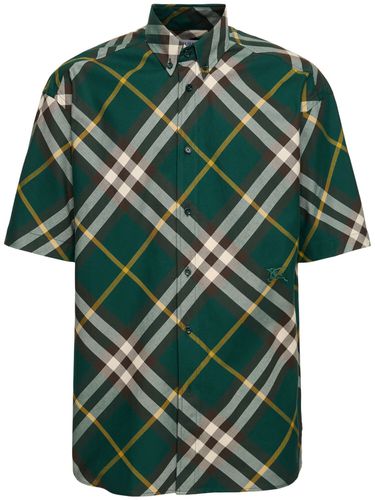 Logo Check Printed Cotton Shirt - BURBERRY - Modalova