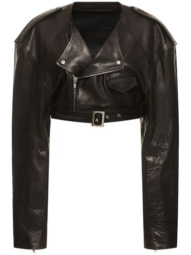 Giacca Cropped Biker In Pelle - RICK OWENS - Modalova