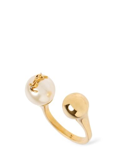 Bague Boule Ysl Ring W/ Imitation Pearl - SAINT LAURENT - Modalova