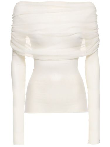 Off-the-shoulder Veiled Silk Top - CHRISTOPHER ESBER - Modalova