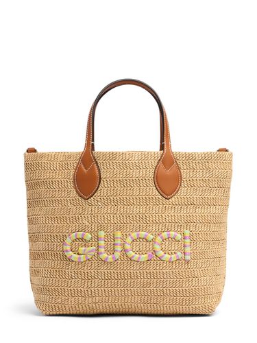 Bolso Tote Pequeño De Rafia Y Logo - GUCCI - Modalova