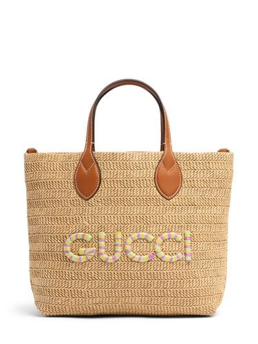 Borsa Shopping Piccola In Rafia Con Logo - GUCCI - Modalova