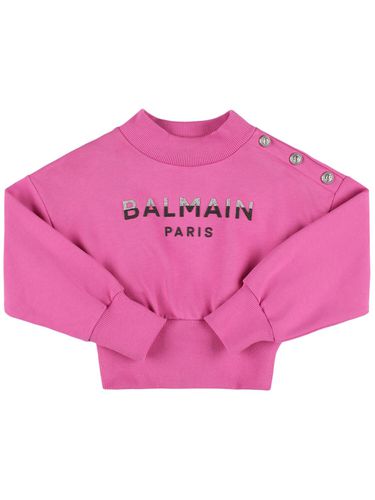 Sudadera De Algodón Con Logo Glitter - BALMAIN - Modalova