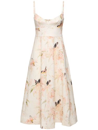 Printed Picnic Linen Midi Dress - ZIMMERMANN - Modalova