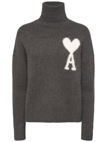 Logo Alpaca Blend Turtleneck Sweater - AMI PARIS - Modalova