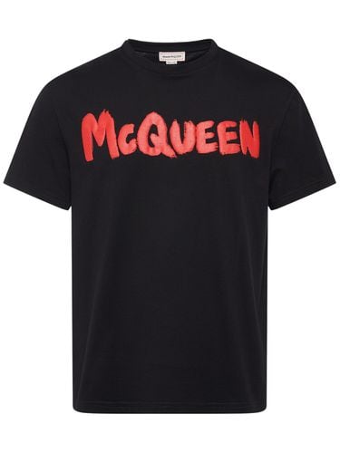 Graffiti Print Cotton T-shirt - ALEXANDER MCQUEEN - Modalova