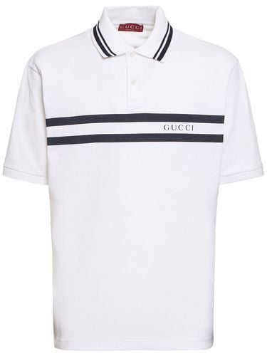 Camiseta Polo De Algodón Piquet - GUCCI - Modalova