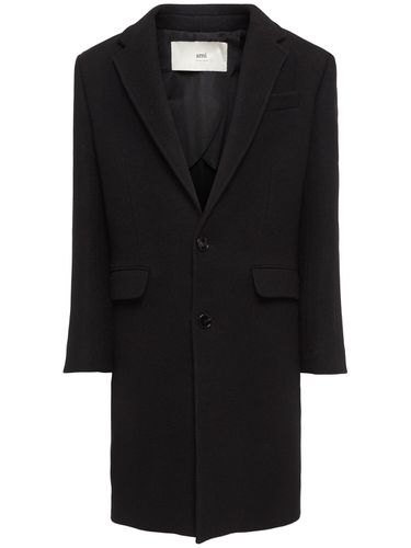 Single Breasted Wool Coat - AMI PARIS - Modalova