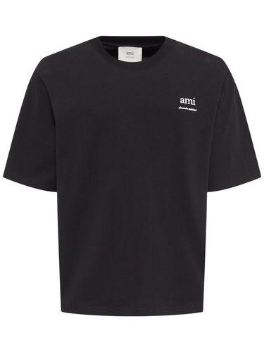 Logo Printed Boxy Cotton T-shirt - AMI PARIS - Modalova