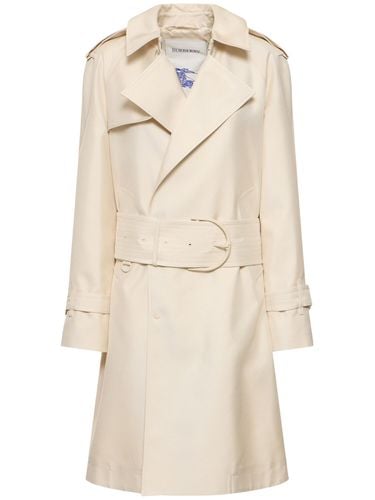 Trench Doppiopetto In Gabardina Con Cintura - BURBERRY - Modalova