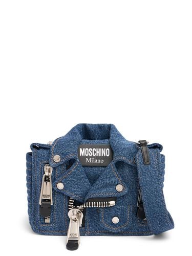 Biker Denim Shoulder Bag - MOSCHINO - Modalova