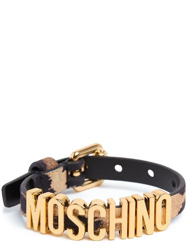 Bracciale In Pelle Scamosciata E Logo - MOSCHINO - Modalova