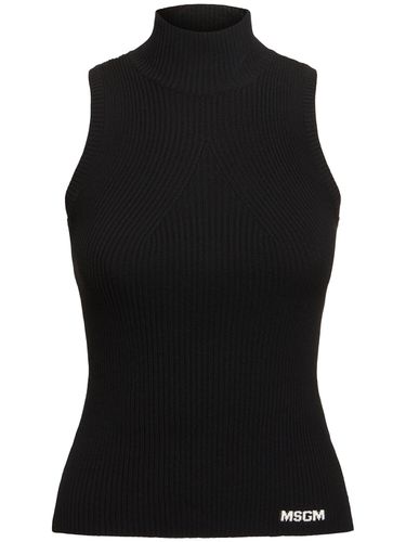 Top Collo Alto In Maglia Di Misto Viscosa - MSGM - Modalova