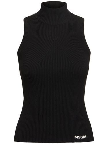 Top De Punto De Viscosa Con Cuello Vuelto - MSGM - Modalova