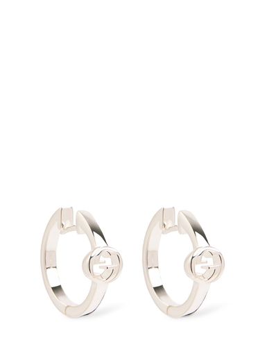 Interlocking Silver Hoop Earrings - GUCCI - Modalova