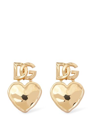 Orecchini A Cuore Con Logo Dg - DOLCE & GABBANA - Modalova