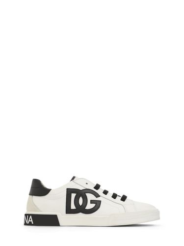 Sneakers De Piel Con Logo Y Cordones - DOLCE & GABBANA - Modalova