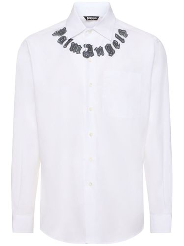 Neon Logo Classic Cotton Shirt - PALM ANGELS - Modalova