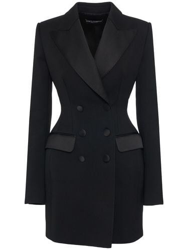 Stretch Wool Blend Long Tuxedo Jacket - DOLCE & GABBANA - Modalova