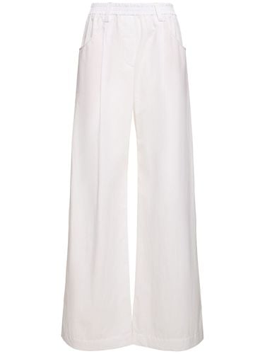 Pleated Poplin Wide Pants - BRUNELLO CUCINELLI - Modalova