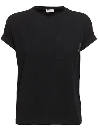 Camiseta De Jersey Estampado - BRUNELLO CUCINELLI - Modalova