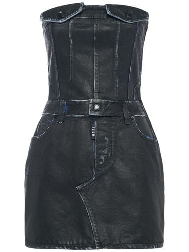 Vestito Corto Icon In Denim Senza Spalline - DSQUARED2 - Modalova