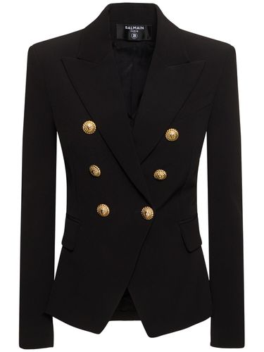 Chaqueta De Crepé De Viscosa Con Solapa Ancha - BALMAIN - Modalova