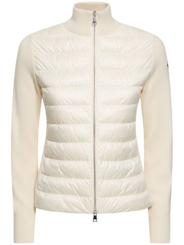 Cardigan Imbottito In Misto Lana - MONCLER - Modalova