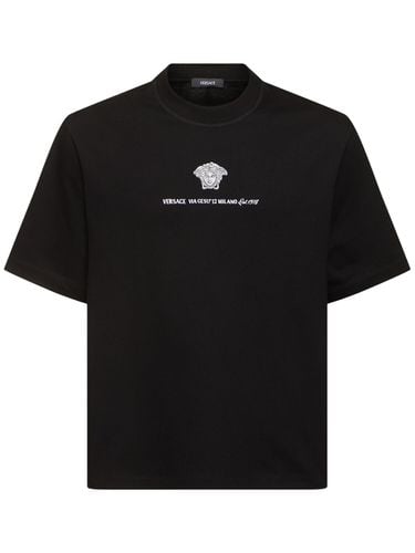 Compact Cotton Jersey T-shirt - VERSACE - Modalova