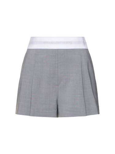 High Waisted Pleated Wool Shorts - ALEXANDER WANG - Modalova