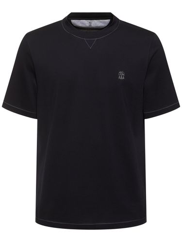 Cotton Logo T-shirt - BRUNELLO CUCINELLI - Modalova