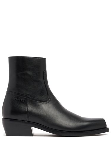 Leather Ankle Boots - VERSACE - Modalova