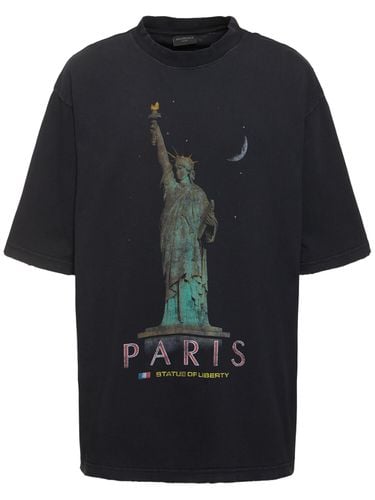 T-shirt Paris Liberty In Cotone Stampata - BALENCIAGA - Modalova