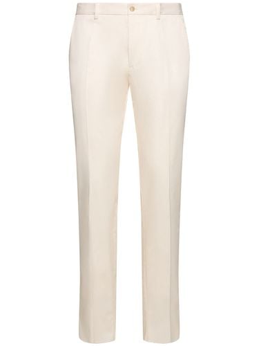 Stretch Gabardine Flat Front Pants - DOLCE & GABBANA - Modalova