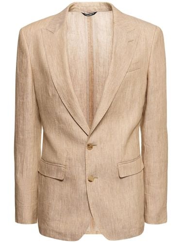 Blazer Monopetto In Lino Con Revers A Lancia - DOLCE & GABBANA - Modalova