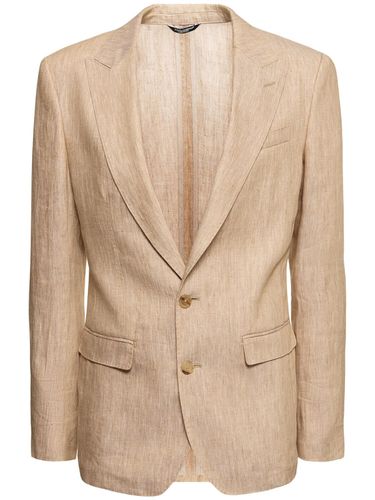 Single Breast Peak Lapel Linen Blazer - DOLCE & GABBANA - Modalova