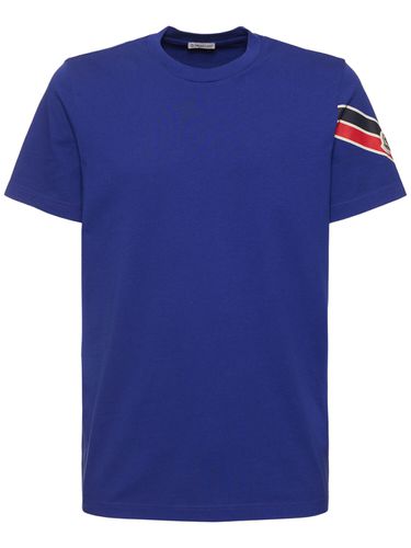 T-shirt In Cotone Con Stampa Tricolore - MONCLER - Modalova