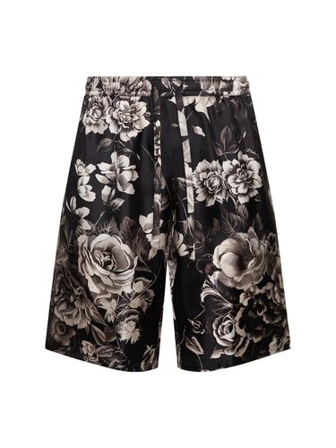 Shorts In Seta A Fiori - DOLCE & GABBANA - Modalova