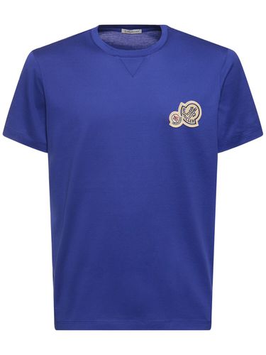 T-shirt In Cotone Con Logo Doppio - MONCLER - Modalova