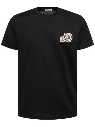 T-shirt In Cotone Con Logo Doppio - MONCLER - Modalova