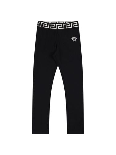 Leggings De Jersey De Algodón Con Logo - VERSACE - Modalova