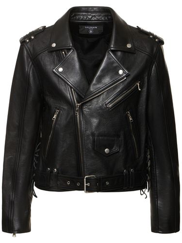 Bikerjacke Aus Leder - BALMAIN - Modalova