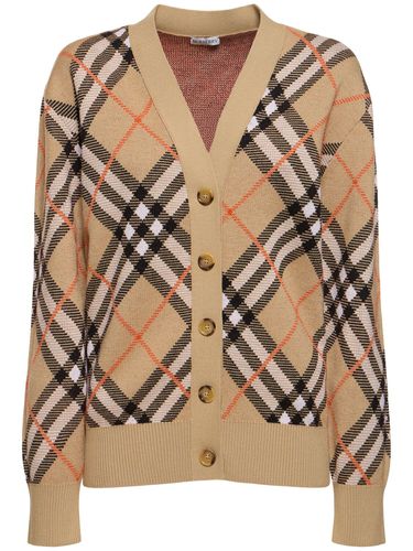 Cardigan Check Con Bottoni - BURBERRY - Modalova