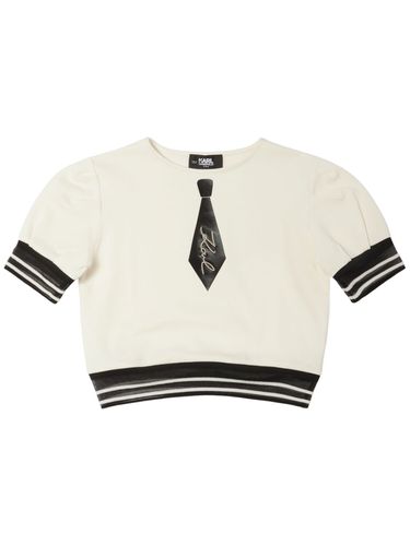 Camiseta De Jersey De Algodón Estampada - KARL LAGERFELD - Modalova