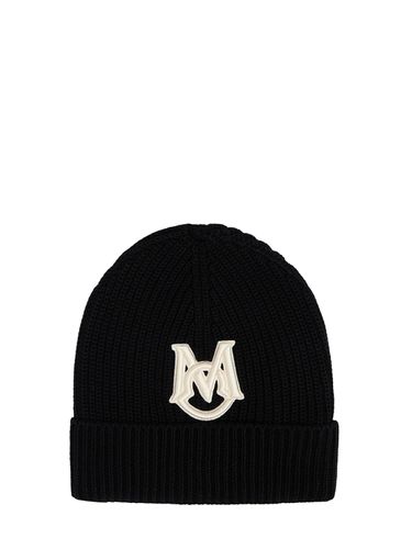 Embroidered Monogram Cotton Beanie - MONCLER - Modalova