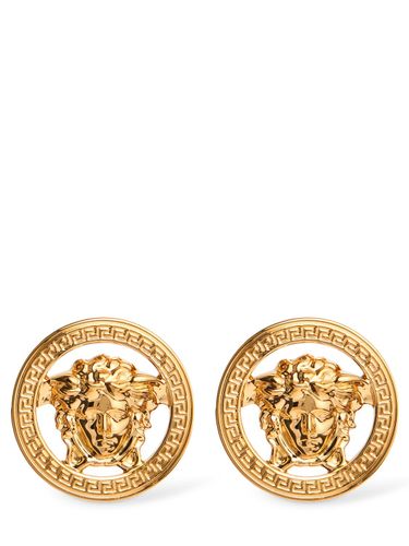 Logo Stud Earrings - VERSACE - Modalova