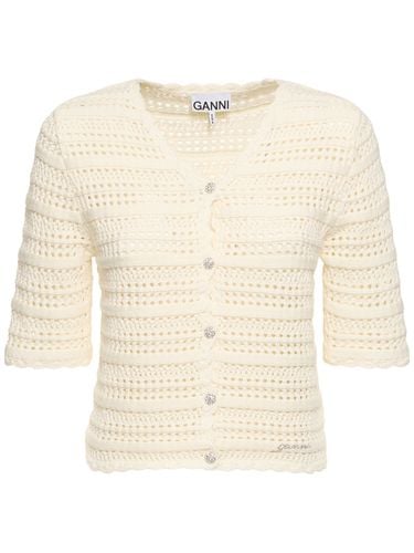 Cardigan Aus Baumwollpointelle - GANNI - Modalova