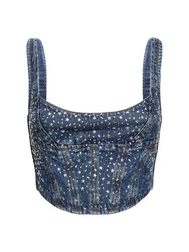 Denim Bustier Top W/crystals - ALESSANDRA RICH - Modalova