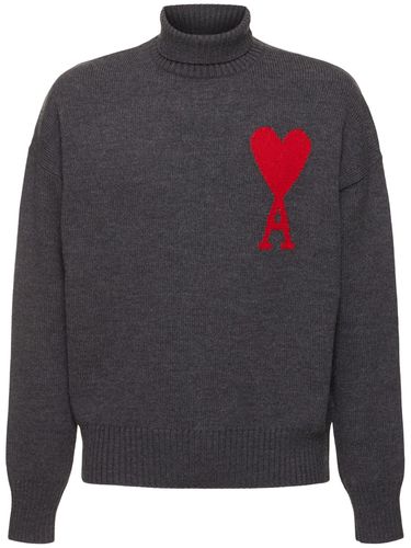 Adc Funnel Neck Wool Sweater - AMI PARIS - Modalova