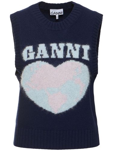 Graphic Soft Wool Blend Logo Vest - GANNI - Modalova